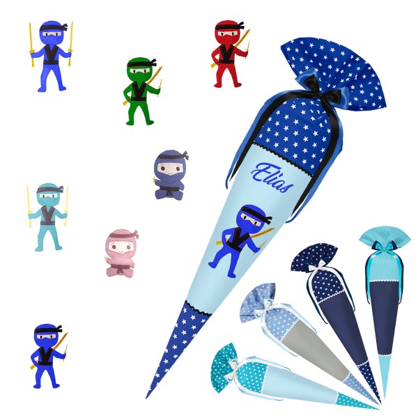 Schultüte  - Blautöne - Ninja