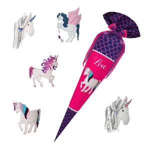 Schultüte passend zum Ergobag Perlentauchbär – Einhorn 3D Mähne,Wollmähne_Pegasus