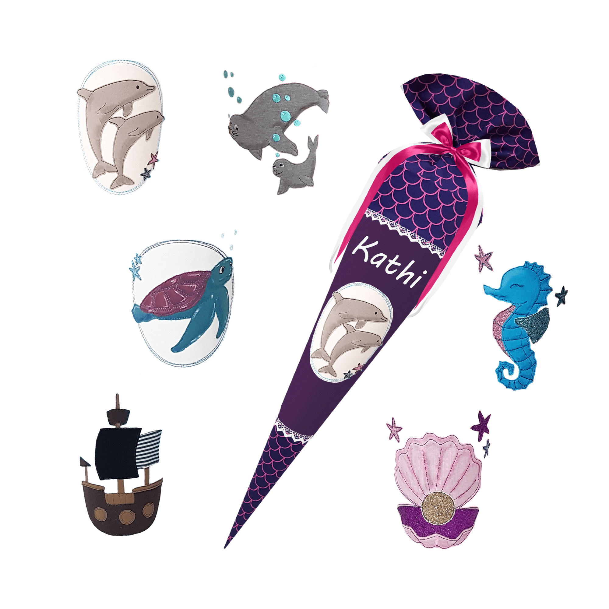 Schultüte passend zum Ergobag Perlentauchbär– Dino -Triceratops - T-Rex - Langhalsdino – Bild 13