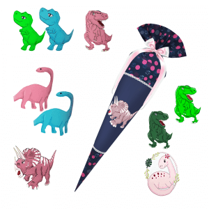 Schultüte passend zum Ergobag Phantbärsiewelt – Dino -Triceratops - T-Rex - Langhalsdino