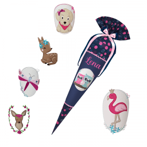 Schultüte passend zum Ergobag Phantbärsiewelt - Schwan_Libelle_Flamingo_Reh etc.
