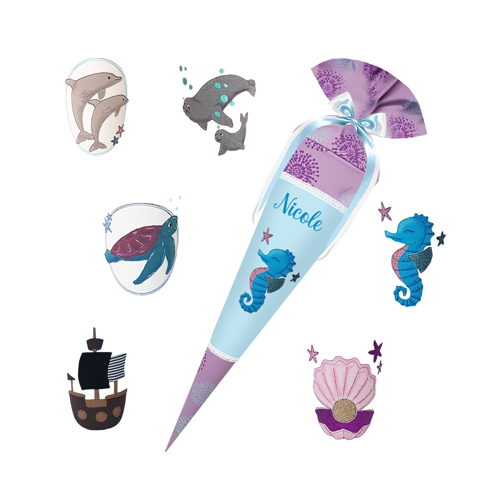 Schultüte passend zum Ergobag - Schlittenzaubär– Meerjungfrau – Bild 13