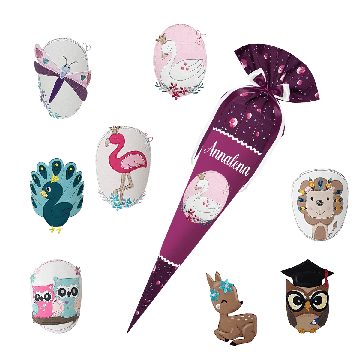 Schultüte passend zum Step by Step - Dreamy Unicorn- Schwan_Libelle_Flamingo_Reh etc.