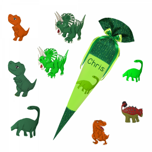 Schultüte passend zum Ergobag - Rambazambär - Dino -Triceratops - T-Rex - Langhalsdino