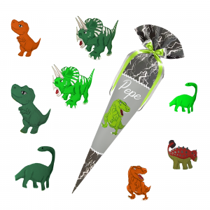 Schultüte passend zum Ergobag - Super Reflektbär - Dino -Triceratops - T-Rex - Langhalsdino