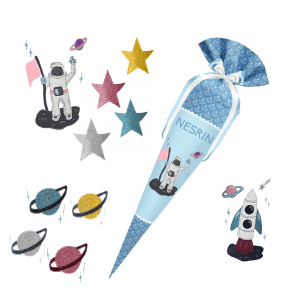 Schultüte passend zum StepbyStep- Dolphin Pippa – Weltall - Rakete - Astronaut - Sterne - Planet