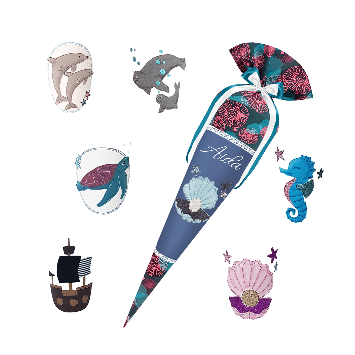 Schultüte passend zum Ergobag - Korallbär – Dino -Triceratops - T-Rex - Langhalsdino – Bild 3