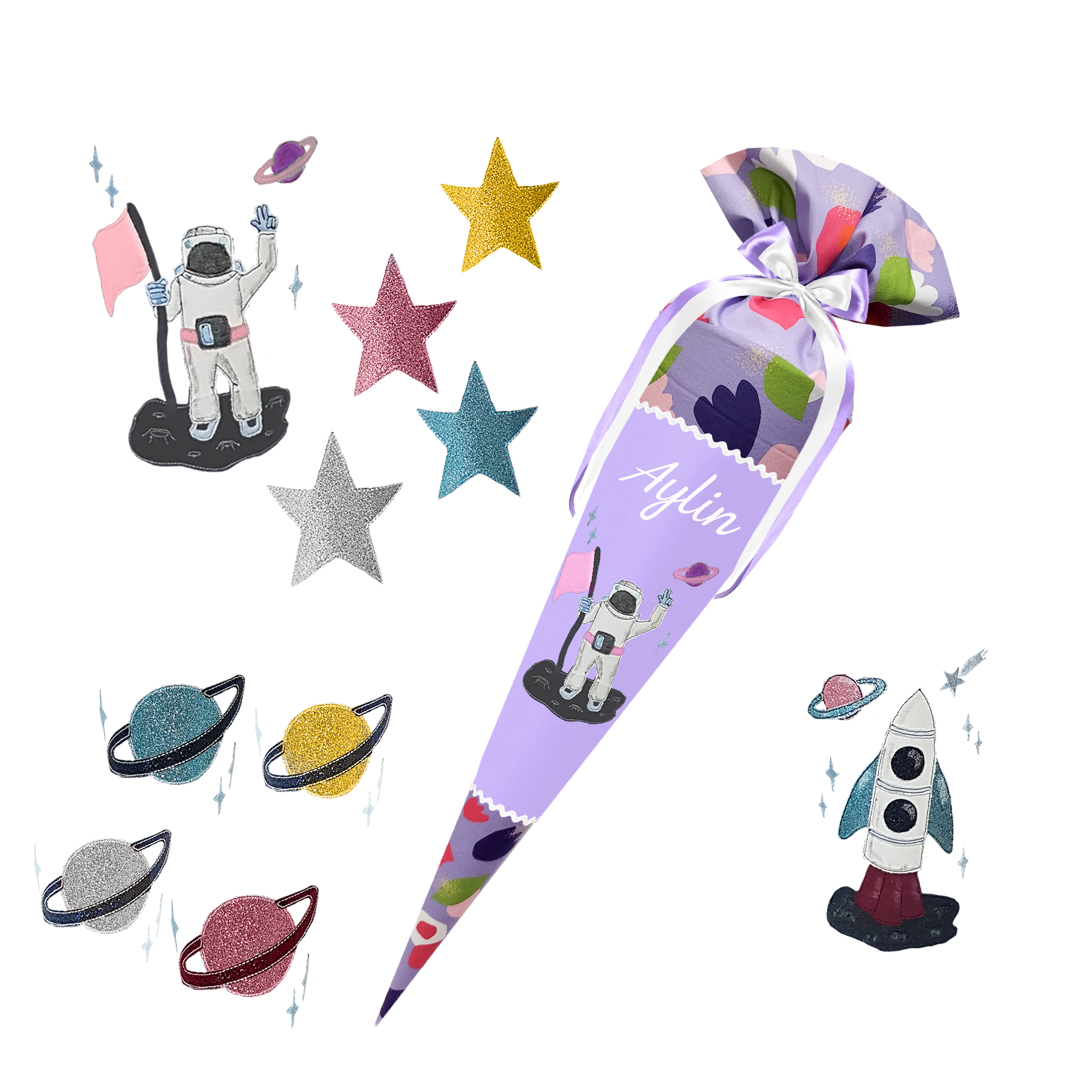 Schultüte passend zum Ergobag - Blütenzaubär - Unterwasser - Seepferdchen-Robben-Delfin-Schiff-Muschel – Bild 15