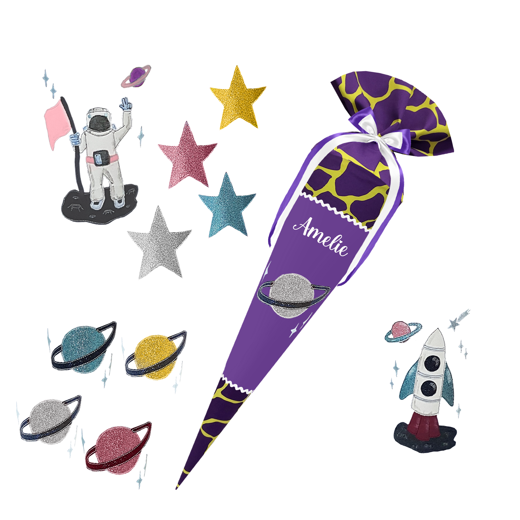 Schultüte passend zum Ergobag - Subärkraft- Unterwasser - Seepferdchen-Robben-Delfin-Schiff-Muschel – Bild 11