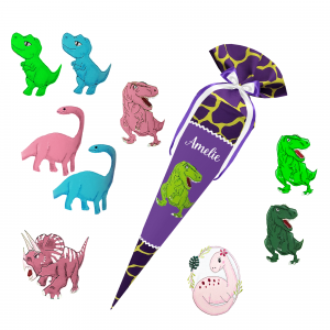 Schultüte passend zum Ergobag - Subärkraft – Dino -Triceratops - T-Rex - Langhalsdino