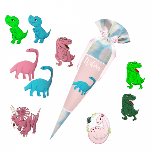 Schultüte passend zum Ergobag - Zaubärwelt – Dino -Triceratops - T-Rex - Langhalsdino