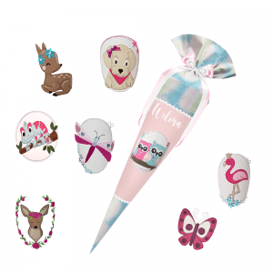 Schultüte passend zum Ergobag - Zaubärwelt - Schwan_Libelle_Flamingo_Reh etc.