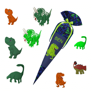Schultüte passend zum Step by Step - Soccer Ben - Dino -Triceratops - T-Rex - Langhalsdino