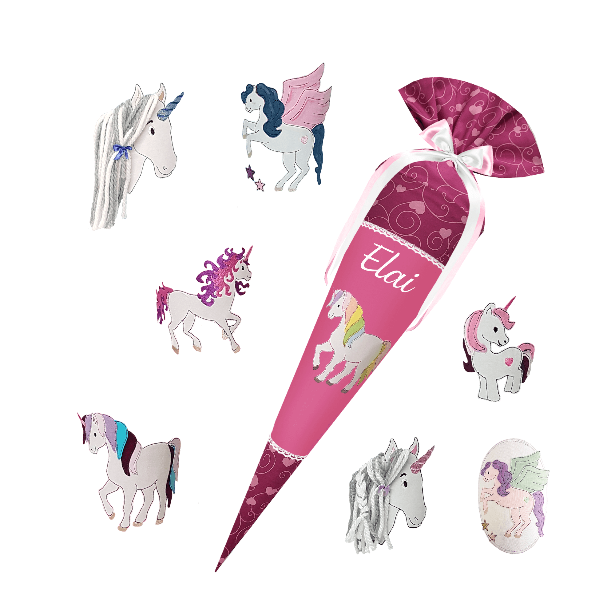 Schultüte passend zum School Mood - Lina – Einhorn 3D Mähne, Wollmähne, Pegasus – Bild 14