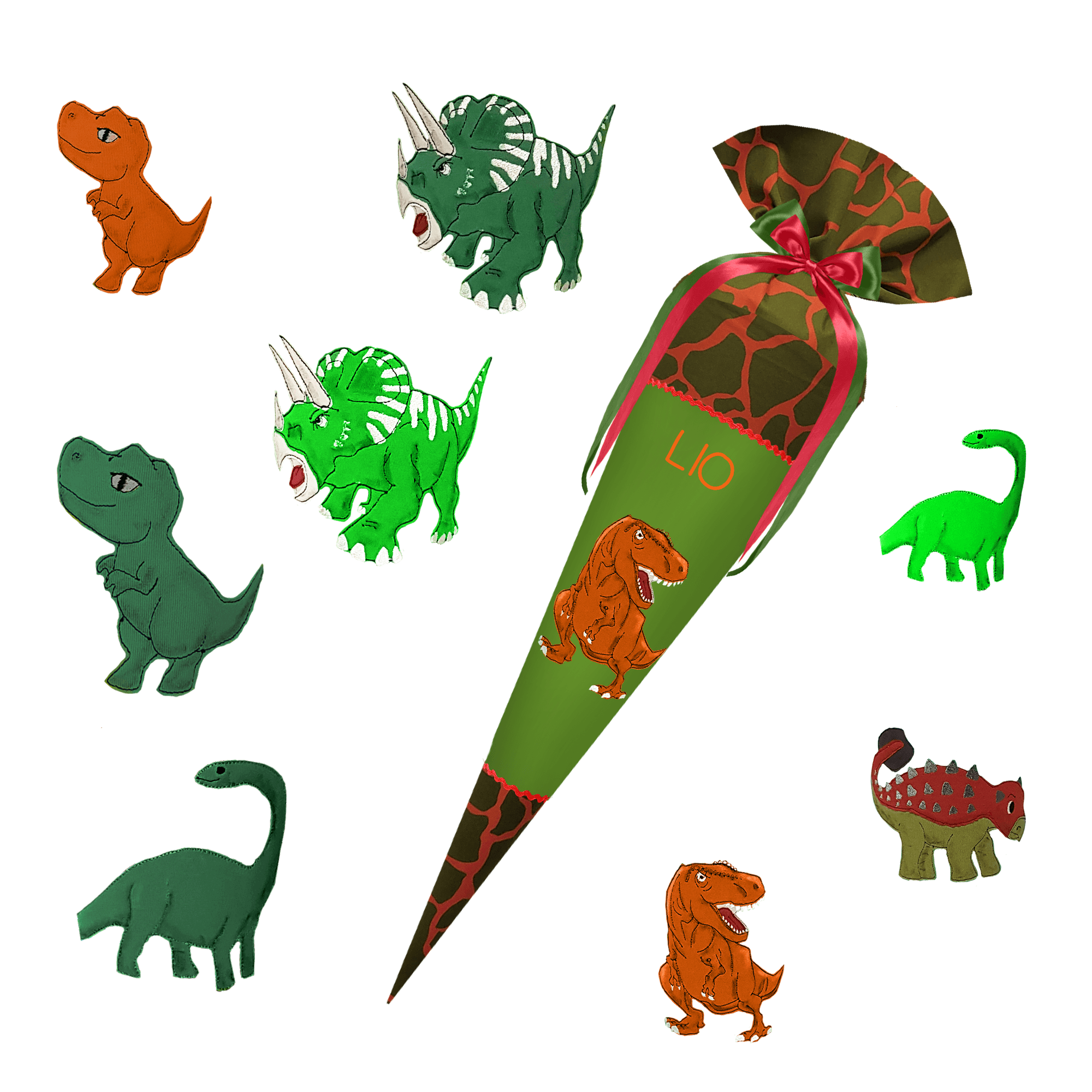 Schultüte passend zum Ergobag - Feuerspeibär - Dino -Triceratops - T-Rex - Langhalsdino