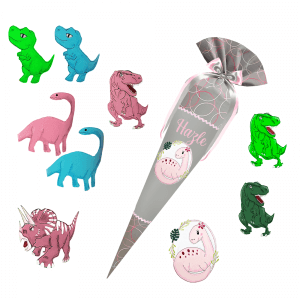 Schultüte passend zum StepbyStep- Glitter Heart Hazle – Dino -Triceratops - T-Rex - Langhalsdino