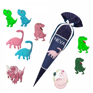 Schultüte passend zum StepbyStep- Star Seahorse Zoe – Dino -Triceratops - T-Rex - Langhalsdino