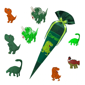 Schultüte passend zum School Mood - Daniel - Dino -Triceratops - T-Rex - Langhalsdino