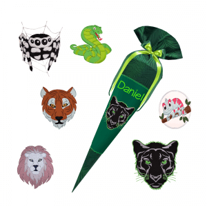 Schultüte passend zum School Mood - Daniel - Wildtiere, Panther, Tiger, Löwe, Schlange, Bär