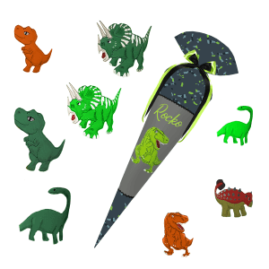 Schultüte passend zum Step by Step Bagger Rocco - Dino -Triceratops - T-Rex - Langhalsdino