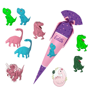 Schultüte zum Step by Step - Schleich Horse – Dino -Triceratops - T-Rex - Langhalsdino